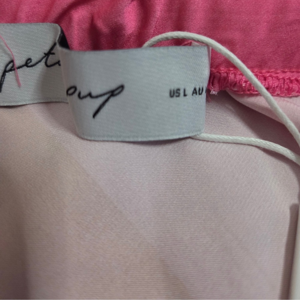 Petal & Pup Kailey Midi Skirt Red Pink Striped Satin High Waist Size L NWT - Picture 7 of 12